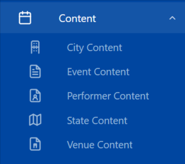 Content menu in the TicLite admin panel