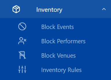 Inventory menu in the TicLite admin panel