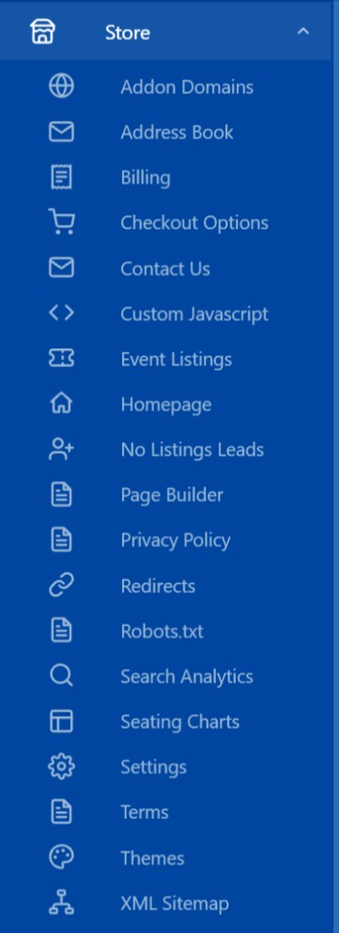Store menu in the TicLite admin panel
